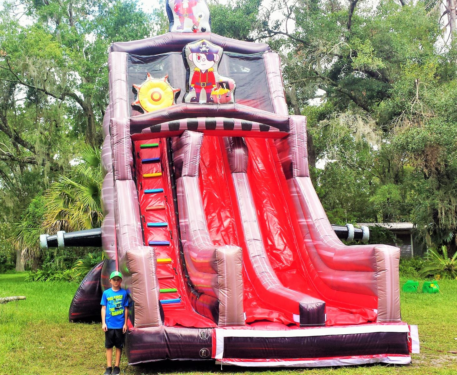 27ft-two-lane-black-pearl-pirate-themed-dry-slide-bounce-house-party